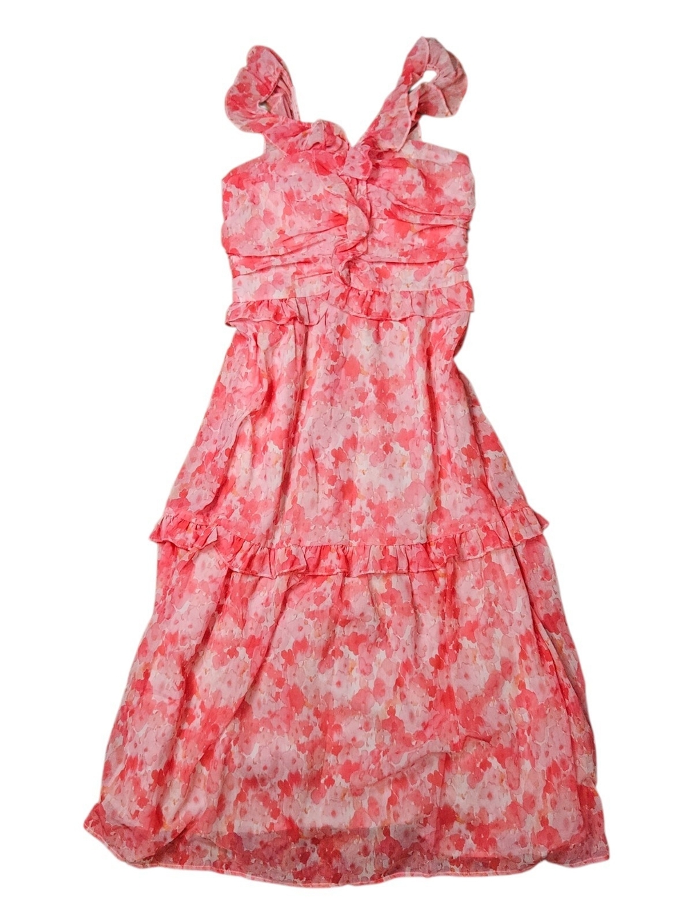 Pink Ruffled Floral Maxi Dress